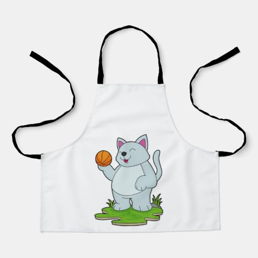 Kat als Basketball-speler met Basketball Schort (Voorkant)