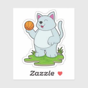 Kat als Basketball-speler met Basketball Sticker