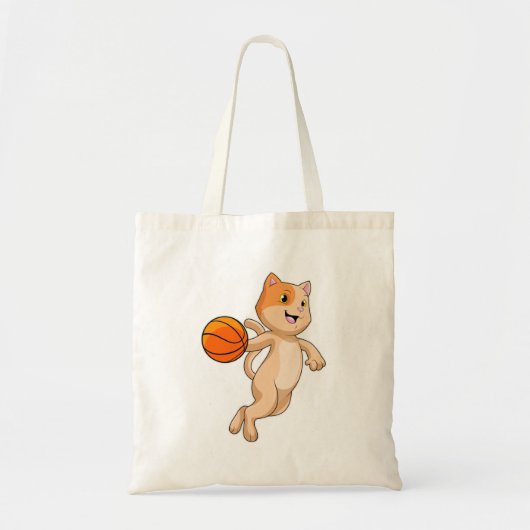 Kat als Basketball-speler met Basketball Tote Bag (Voorkant)