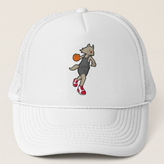 Kat als Basketball-speler met Basketball Trucker Pet (Voorkant)