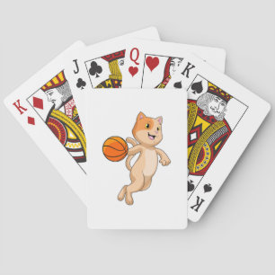 Kat als basketballer met basketbal pokerkaarten