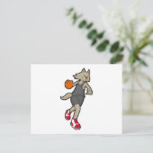 Kat als basketballspeler met basketbal briefkaart (Staand voorkant)