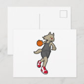 Kat als basketballspeler met basketbal briefkaart (Voorkant / Achterkant)