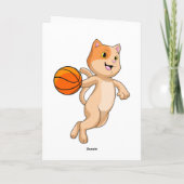 Kat als basketballspeler met basketbal kaart (Achterkant)