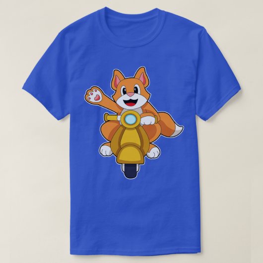 Kat als Biker met Scooter 1 T-shirt (Design voorkant)