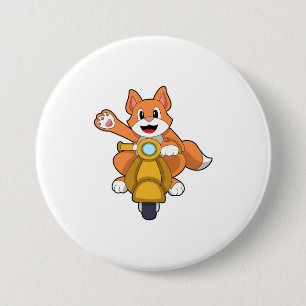 Kat als Biker met Scooter.PNG Ronde Button 7,6 Cm
