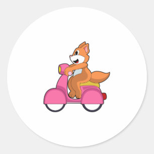 Kat als Biker met Scooter.PNG Ronde Sticker