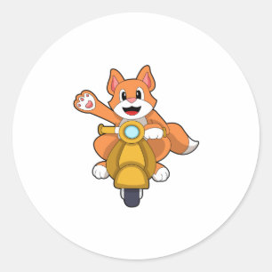 Kat als Biker met Scooter.PNG Ronde Sticker
