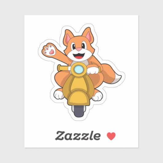 Kat als Biker met Scooter.PNG Sticker (Vel)