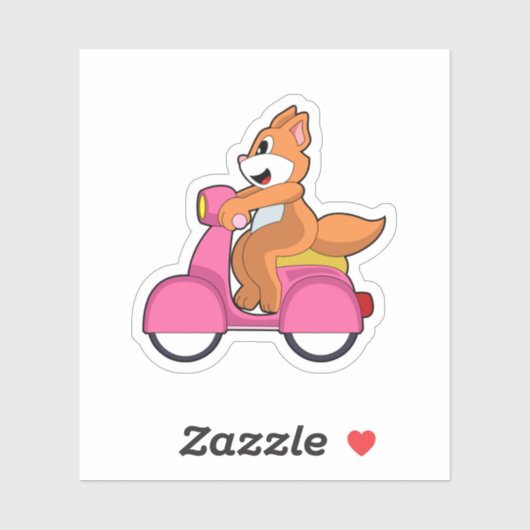 Kat als Biker met Scooter.PNG Sticker (Vel)