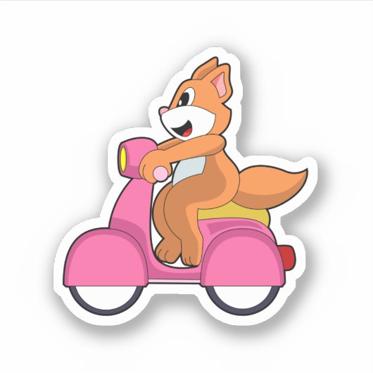 Kat als Biker met Scooter.PNG Sticker (Voorkant)