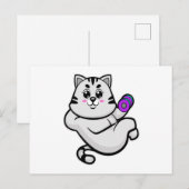 Kat als Bodybuilder met Hanteer Briefkaart (Voorkant / Achterkant)