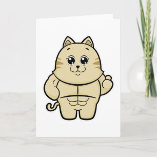 Kat als bodybuilder met sixpack kaart
