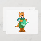 Kat als boer met gieter briefkaart (Voorkant / Achterkant)