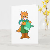 Kat als boer met gieter kaart (Gele Bloem)