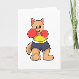 Kat als bokser bij het boksen kaart