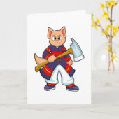 Kat als brandweerman in brandweer met Ax Kaart (Gele Bloem)