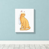 Kat als Bride met Veil Canvas Afdruk (Insitu (Houten vloer))