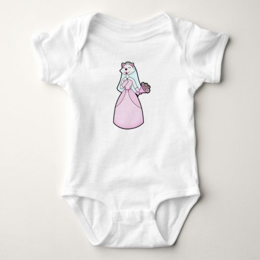 Kat als bruid met bos bloemen romper (Voorkant)