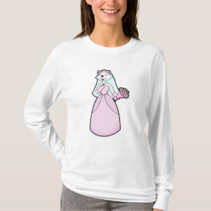 Kat als bruid met bos bloemen t-shirt