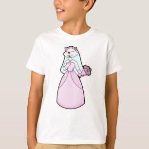 Kat als bruid met bos bloemen t-shirt
