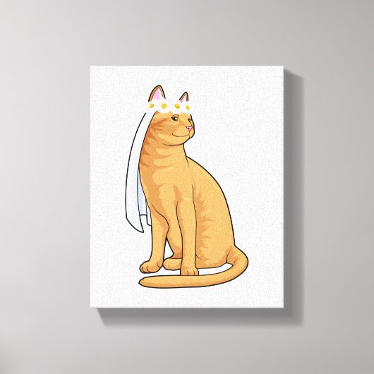 Kat als bruid met sluier canvas afdruk (Voorkant)