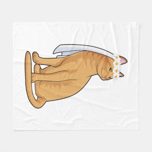 Kat als bruid met sluier fleece deken (Voorkant (Horizontaal))
