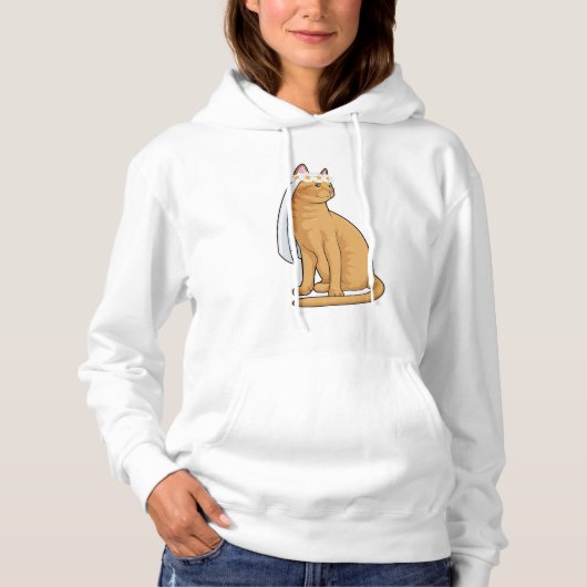 Kat als bruid met sluier hoodie (Voorkant)