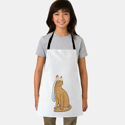 Kat als bruid met sluier schort (Insitu)