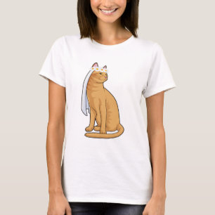 Kat als bruid met sluier t-shirt