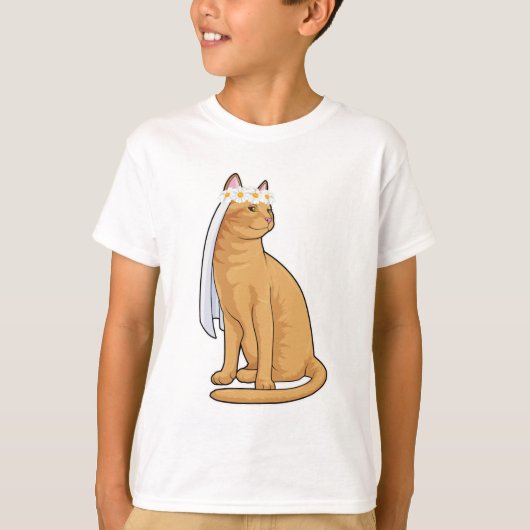 Kat als bruid met sluier t-shirt (Voorkant)