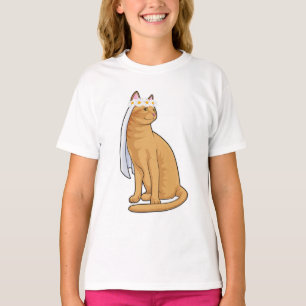 Kat als bruid met sluier t-shirt