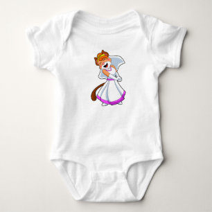 Kat als bruid met trouwjurk & kroon romper