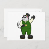 Kat als bruidegom met koffie en hoed briefkaart (Voorkant / Achterkant)