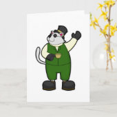 Kat als bruidegom met koffie en hoed kaart (Gele Bloem)