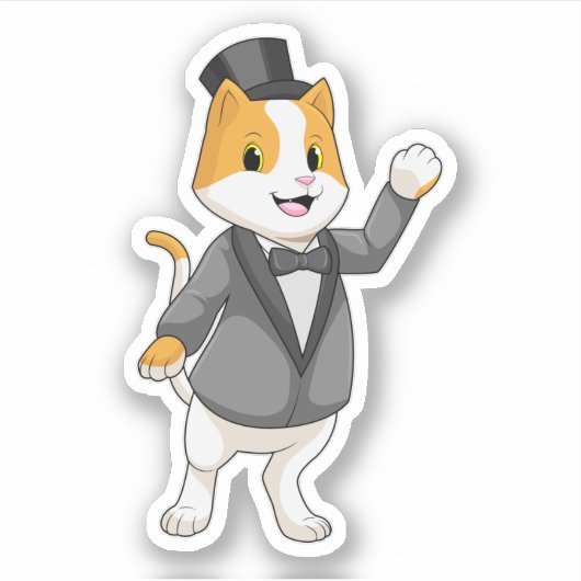 Kat als bruidegom met lint sticker (Voorkant)