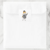 Kat als bruidegom met lint vierkante sticker (Tas)