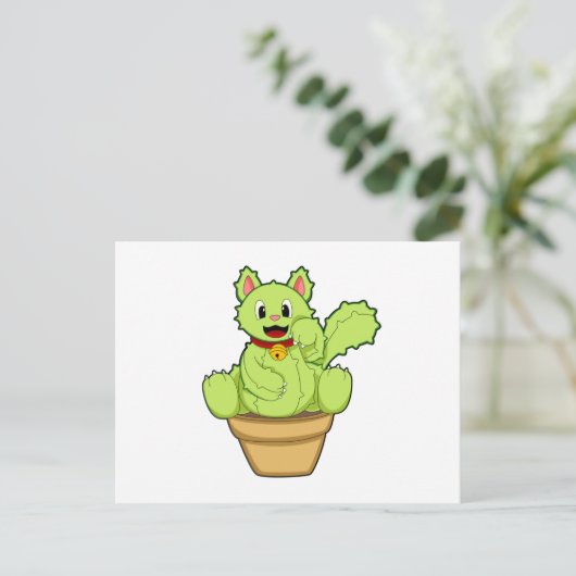 Kat als Cactus Briefkaart (Staand voorkant)