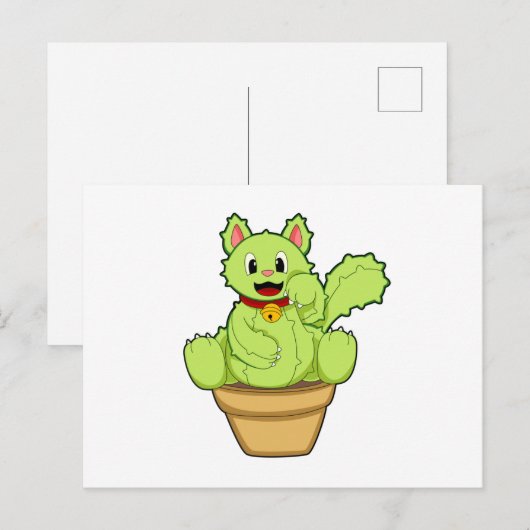 Kat als Cactus Briefkaart (Voorkant / Achterkant)