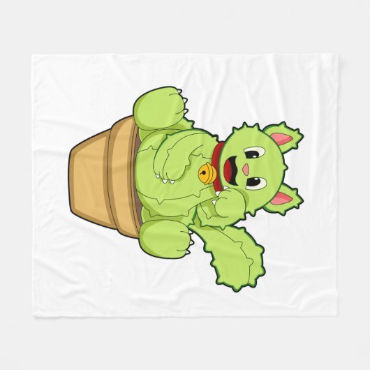 Kat als Cactus Fleece Deken (Voorkant (Horizontaal))