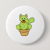 Kat als Cactus Ronde Button 7,6 Cm (Voorkant)