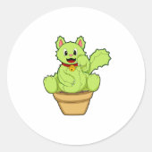 Kat als Cactus Ronde Sticker (Voorkant)