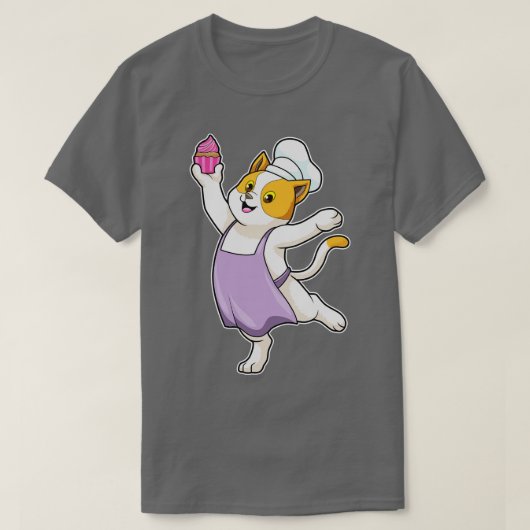 Kat als Cook met Koken schort Muffin T-shirt (Design voorkant)