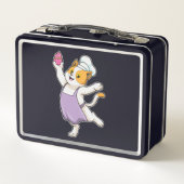 Kat als Cook met kookplatform en muffin (Achterkant)