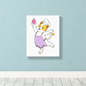 Kat als Cook met kookplatform en muffin Canvas Afdruk (Insitu (Houten vloer))