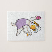 Kat als Cook met kookplatform en muffin Legpuzzel (Horizontaal)