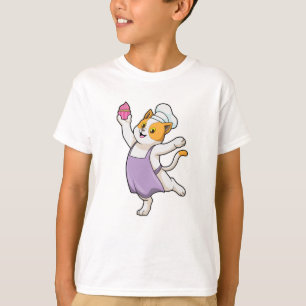 Kat als Cook met kookplatform en muffin T-shirt