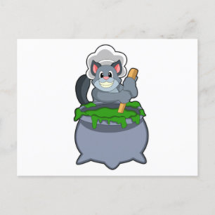 Kat als Cook met Magische beweging Briefkaart