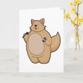 Kat als Dartspeler met Pijltjes Kaart (Gele Bloem)