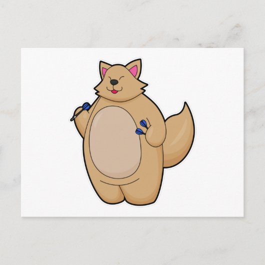 Kat als Dartsspeler met Pijltjes Briefkaart (Voorkant)